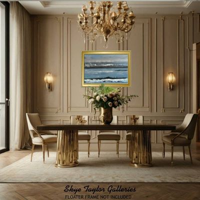 Alternate image for Paradise In The Mind – Original 36 x 24 Atmospheric Blue Seascape Abstract Canvas Painting by Skye Taylor