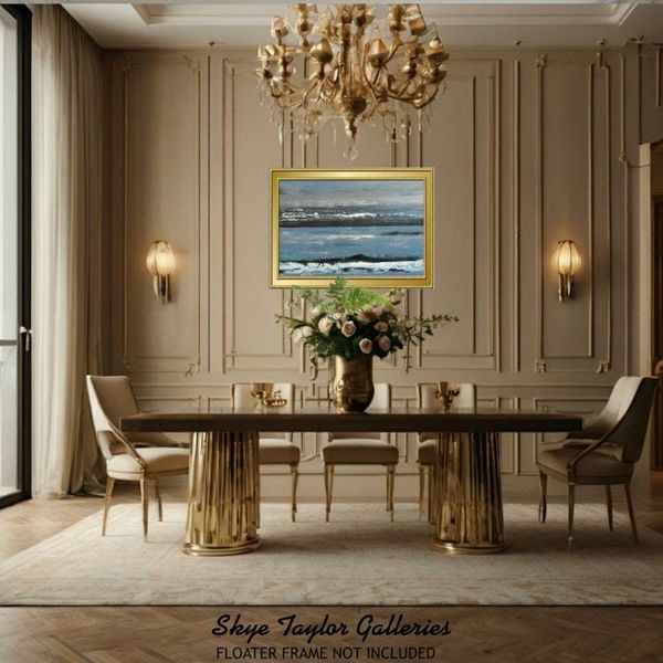 Alternate image for Paradise In The Mind – Original 36 x 24 Atmospheric Blue Seascape Abstract Canvas Painting by Skye Taylor