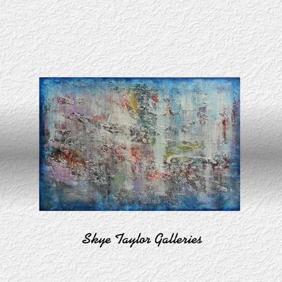 Alternate image for Xanadu – Original 36 x 24 Heavily Textured Blue Abstract Canvas Painting by Skye Taylor