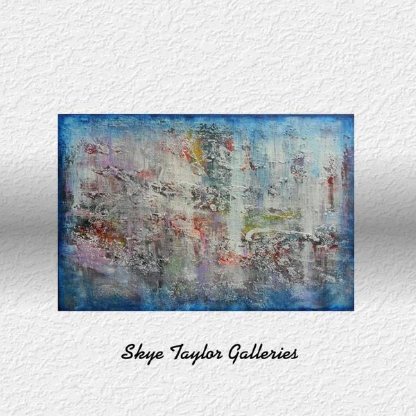 Alternate image for Xanadu – Original 36 x 24 Heavily Textured Blue Abstract Canvas Painting by Skye Taylor