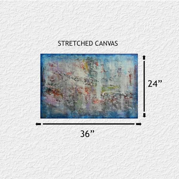Alternate image for Xanadu – Original 36 x 24 Heavily Textured Blue Abstract Canvas Painting by Skye Taylor