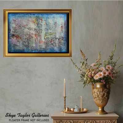 Alternate image for Xanadu – Original 36 x 24 Heavily Textured Blue Abstract Canvas Painting by Skye Taylor