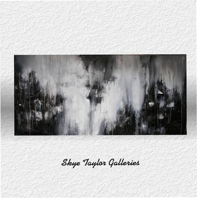 Alternate image for Huge Original Abstract Painting - Black and White - 70 x 35 - Unstretched - Skye Taylor