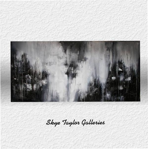 Alternate image for Huge Original Abstract Painting - Black and White - 70 x 35 - Unstretched - Skye Taylor