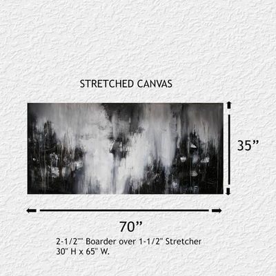 Alternate image for Huge Original Abstract Painting - Black and White - 70 x 35 - Unstretched - Skye Taylor