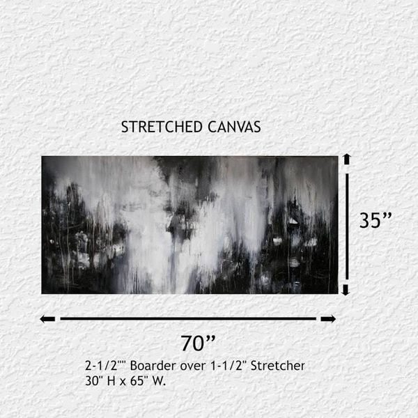Alternate image for Huge Original Abstract Painting - Black and White - 70 x 35 - Unstretched - Skye Taylor