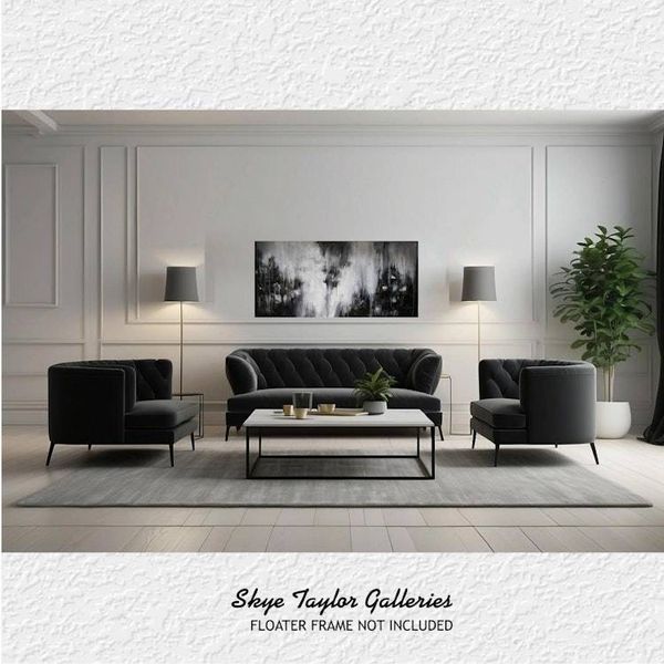 Alternate image for Huge Original Abstract Painting - Black and White - 70 x 35 - Unstretched - Skye Taylor