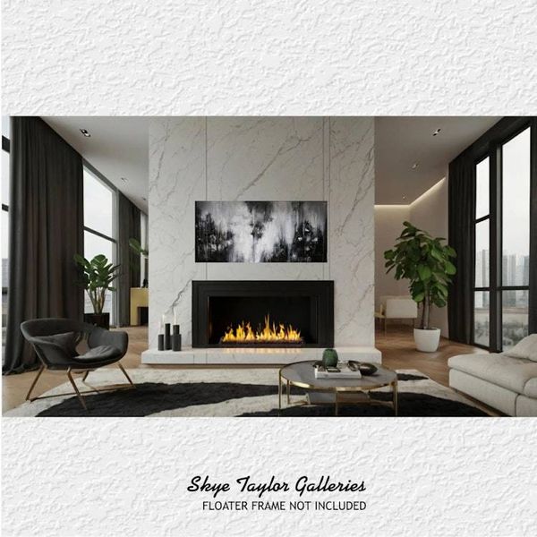 Alternate image for Huge Original Abstract Painting - Black and White - 70 x 35 - Unstretched - Skye Taylor