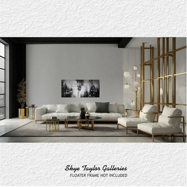 Alternate image for Huge Original Abstract Painting - Black and White - 70 x 35 - Unstretched - Skye Taylor