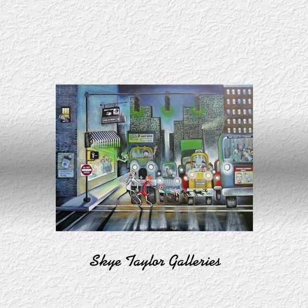 Alternate image for Original Acrylic Cityscape Painting: Whimsical - 40 x 30