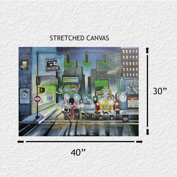 Alternate image for Original Acrylic Cityscape Painting: Whimsical - 40 x 30