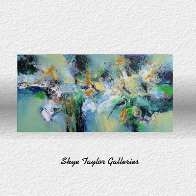 Alternate image for My Ireland – Original 36 x 18 Heavily Textured Abstract Landscape Canvas Painting by Skye Taylor