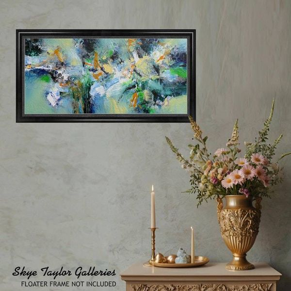 Alternate image for My Ireland – Original 36 x 18 Heavily Textured Abstract Landscape Canvas Painting by Skye Taylor