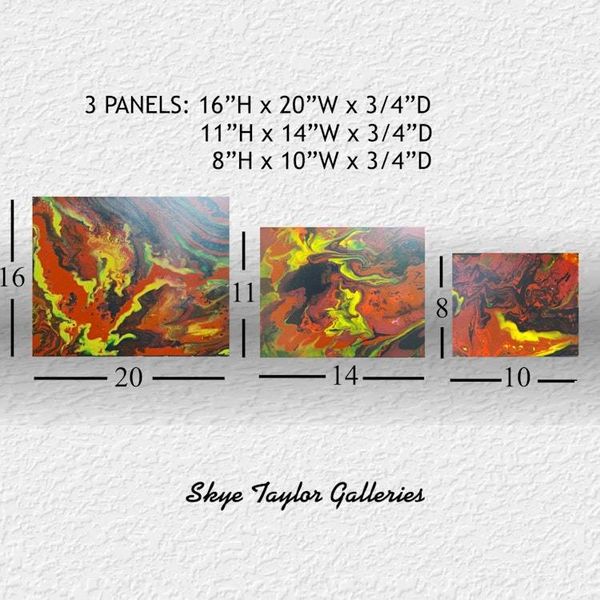 Alternate image for Discovery – Original 3-Piece Graduated Tryptych Fluid Acrylic Painting Set on Stretched Canvas by Skye Taylor