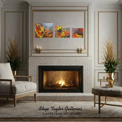 Alternate image for Discovery – Original 3-Piece Graduated Tryptych Fluid Acrylic Painting Set on Stretched Canvas by Skye Taylor