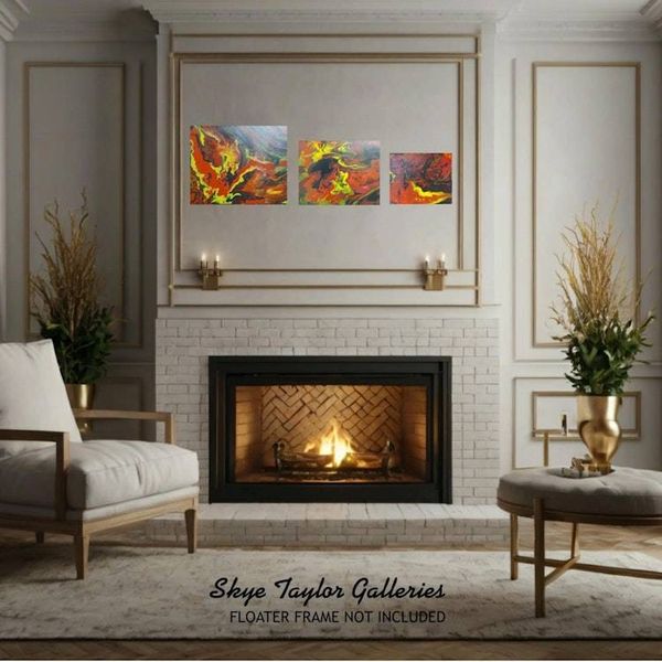 Alternate image for Discovery – Original 3-Piece Graduated Tryptych Fluid Acrylic Painting Set on Stretched Canvas by Skye Taylor