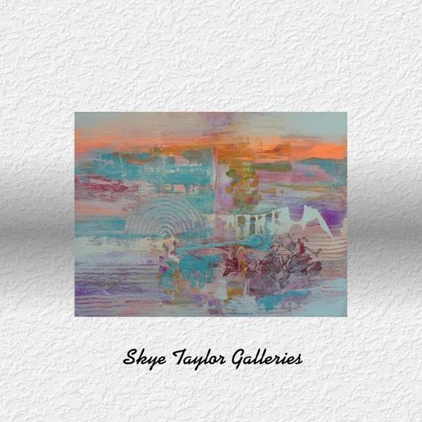 Alternate image for Early Sunday Morning – Original 24 x 18 Squeegee Abstract Landscape Canvas Painting by Skye Taylor (Gerhard Richter Style)