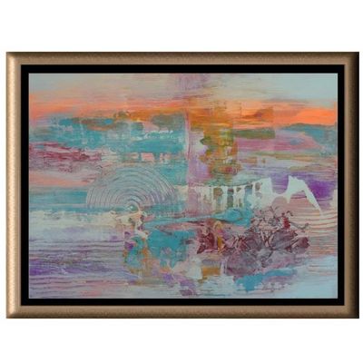 Alternate image for Early Sunday Morning – Original 24 x 18 Squeegee Abstract Landscape Canvas Painting by Skye Taylor (Gerhard Richter Style)