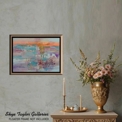 Alternate image for Early Sunday Morning – Original 24 x 18 Squeegee Abstract Landscape Canvas Painting by Skye Taylor (Gerhard Richter Style)