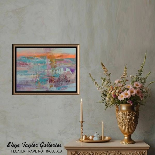 Alternate image for Early Sunday Morning – Original 24 x 18 Squeegee Abstract Landscape Canvas Painting by Skye Taylor (Gerhard Richter Style)