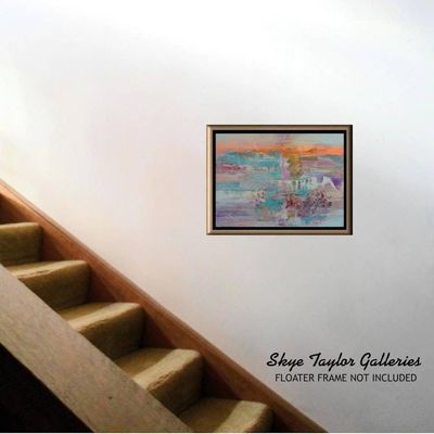 Alternate image for Early Sunday Morning – Original 24 x 18 Squeegee Abstract Landscape Canvas Painting by Skye Taylor (Gerhard Richter Style)