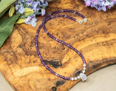 Alternate image for Amethyst, Ethiopian Opal and Brazilian Lavender Quartz Necklace
