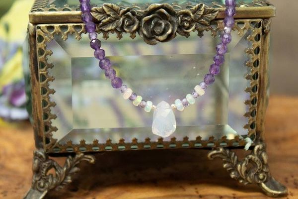 Alternate image for Amethyst, Ethiopian Opal and Brazilian Lavender Quartz Necklace
