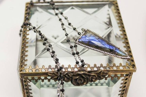 Alternate image for Black Spinel and Labradorite Statement Necklace