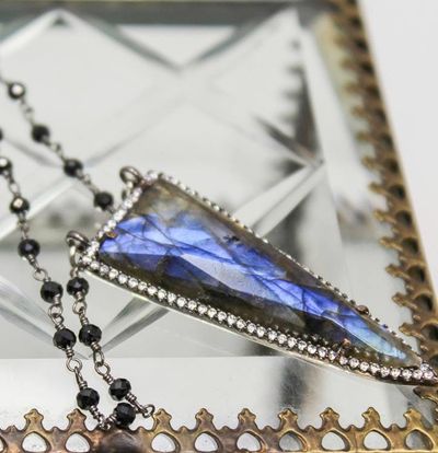 Alternate image for Black Spinel and Labradorite Statement Necklace