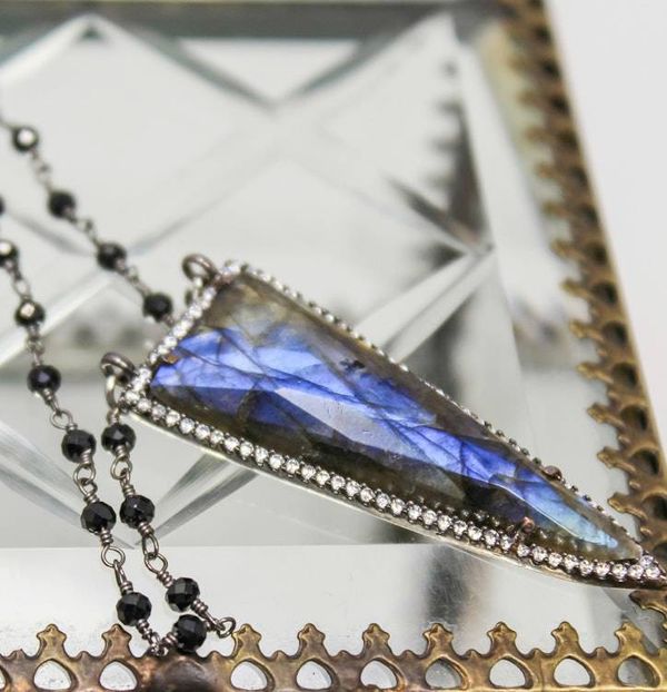 Alternate image for Black Spinel and Labradorite Statement Necklace