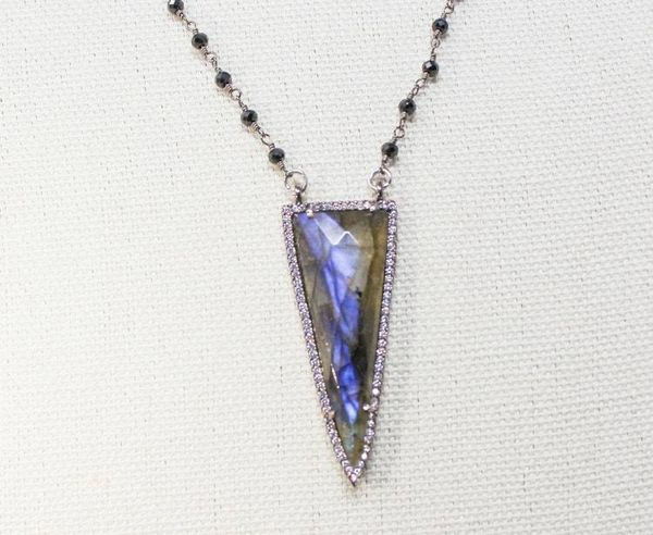 Alternate image for Black Spinel and Labradorite Statement Necklace