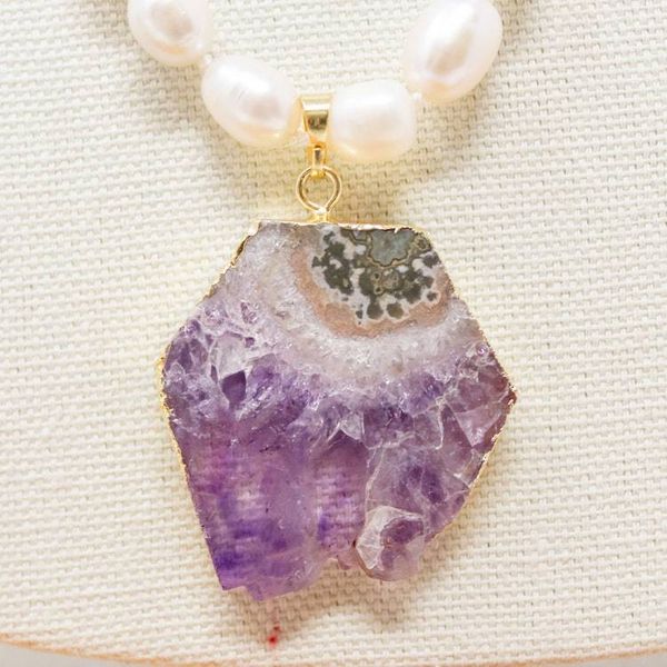 Alternate image for Freshwater Pearl and Amethyst Slice Statement Necklace