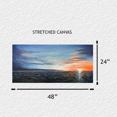Alternate image for Tranquility – Original 48 x 24 Ocean Sunset Seascape Canvas Painting by Skye Taylor