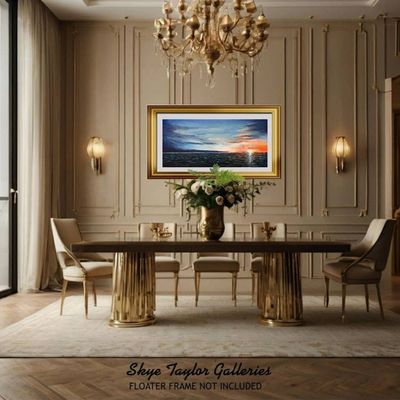 Alternate image for Tranquility – Original 48 x 24 Ocean Sunset Seascape Canvas Painting by Skye Taylor