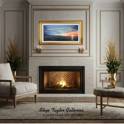 Alternate image for Tranquility – Original 48 x 24 Ocean Sunset Seascape Canvas Painting by Skye Taylor