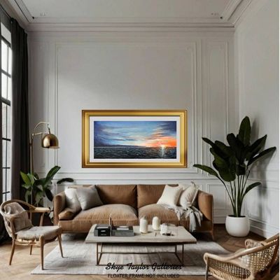 Alternate image for Tranquility – Original 48 x 24 Ocean Sunset Seascape Canvas Painting by Skye Taylor