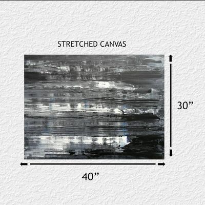Alternate image for Chicago Nightlife – Original 30 x 40 Squeegee Dragged Black, White & Slate Gerhard Richter-Style Abstract Canvas Painting by Skye Taylor