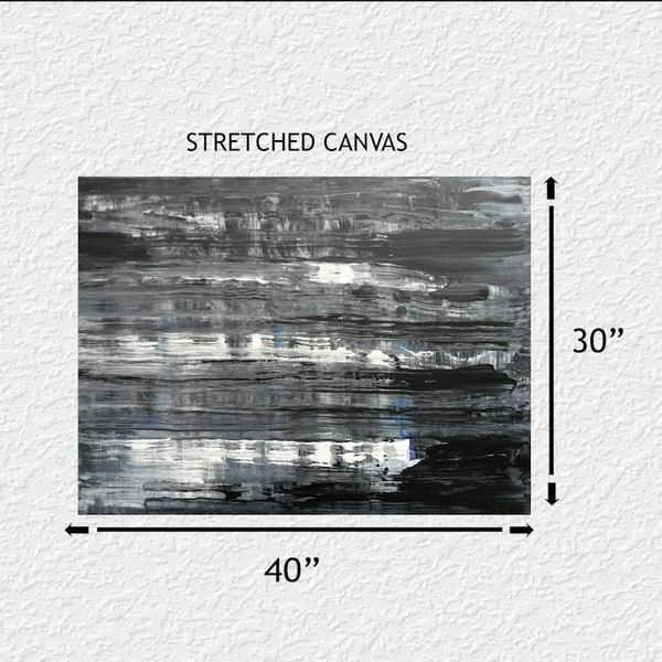Alternate image for Chicago Nightlife – Original 30 x 40 Squeegee Dragged Black, White & Slate Gerhard Richter-Style Abstract Canvas Painting by Skye Taylor