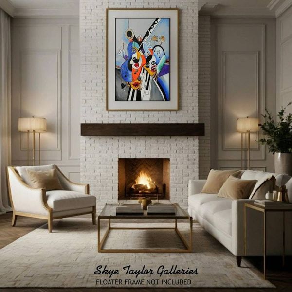 Alternate image for The Band Unplugged No. 4 – Original 30 x 40 Picasso-Style Synthetic Cubism Music Canvas Painting by Skye Taylor