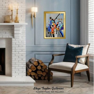 Alternate image for The Band Unplugged No. 4 – Original 30 x 40 Picasso-Style Synthetic Cubism Music Canvas Painting by Skye Taylor