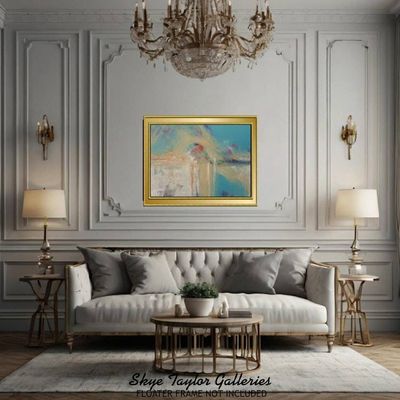 Alternate image for Utah Sun – Original 40 x 30 Turquoise & Desert Gold Southwestern Abstract Canvas Painting by Skye Taylor