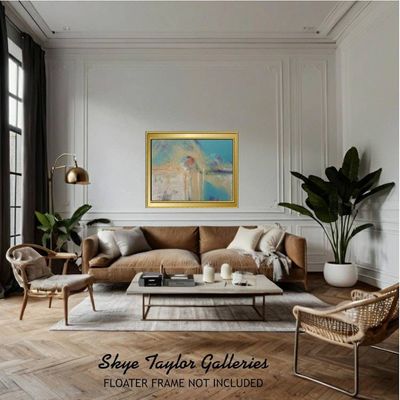 Alternate image for Horizontal Horizons – Original 48 x 24 Textured Blue & White Coastal Abstract Canvas Painting by Skye Taylor