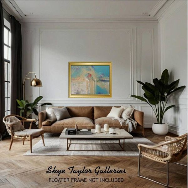 Alternate image for Horizontal Horizons – Original 48 x 24 Textured Blue & White Coastal Abstract Canvas Painting by Skye Taylor