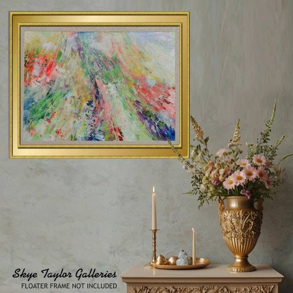 Alternate image for Dimensions – Original 40 x 30 Radiant Pastel & Prism Abstract Canvas Painting by Skye Taylor