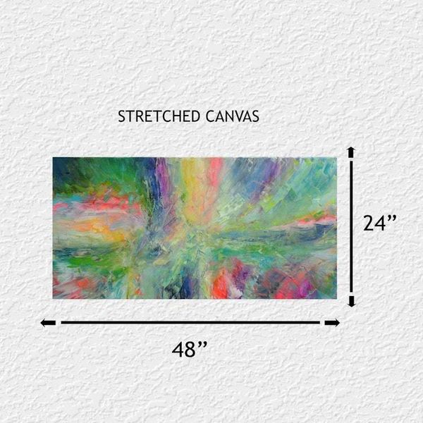 Alternate image for Celebrate Your Life – Original 48 x 24 Vibrant Multi-Color Palette Knife Abstract Canvas Painting by Skye Taylor