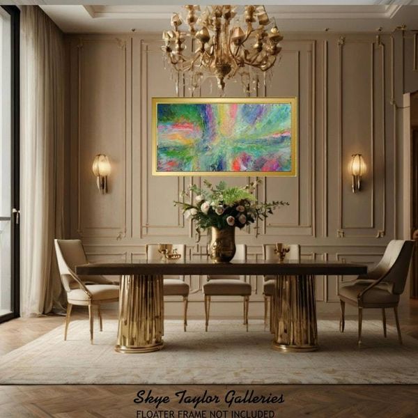 Alternate image for Celebrate Your Life – Original 48 x 24 Vibrant Multi-Color Palette Knife Abstract Canvas Painting by Skye Taylor