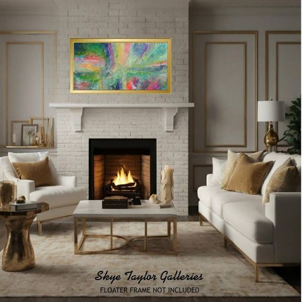 Alternate image for Celebrate Your Life – Original 48 x 24 Vibrant Multi-Color Palette Knife Abstract Canvas Painting by Skye Taylor