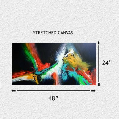 Alternate image for Love Has No Bounds – Original 48 x 24 High-Contrast Black & Multi-Color Abstract Canvas Painting by Skye Taylor