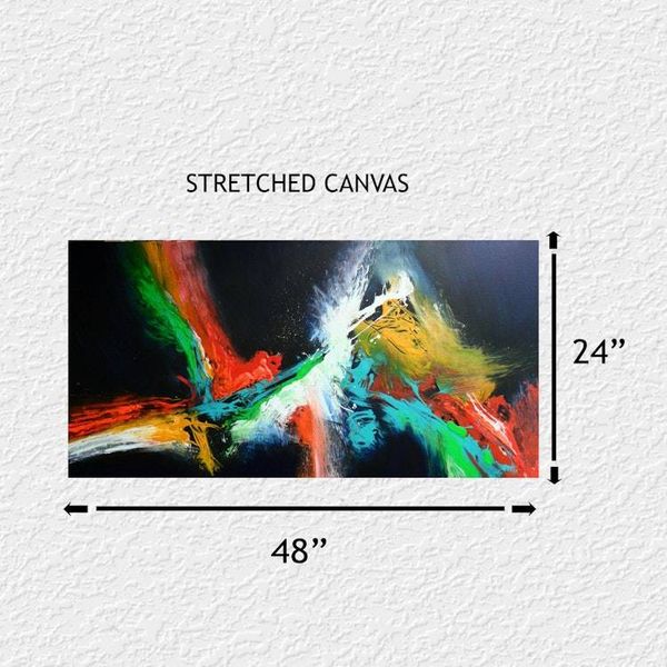 Alternate image for Love Has No Bounds – Original 48 x 24 High-Contrast Black & Multi-Color Abstract Canvas Painting by Skye Taylor
