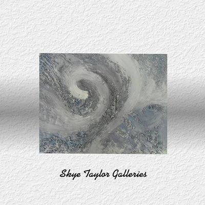 Alternate image for Whirlwind – Original 30 x 24 x 2.5 Sculptural Heavy Impasto Grey & Blue Vortex Abstract Painting by Skye Taylor